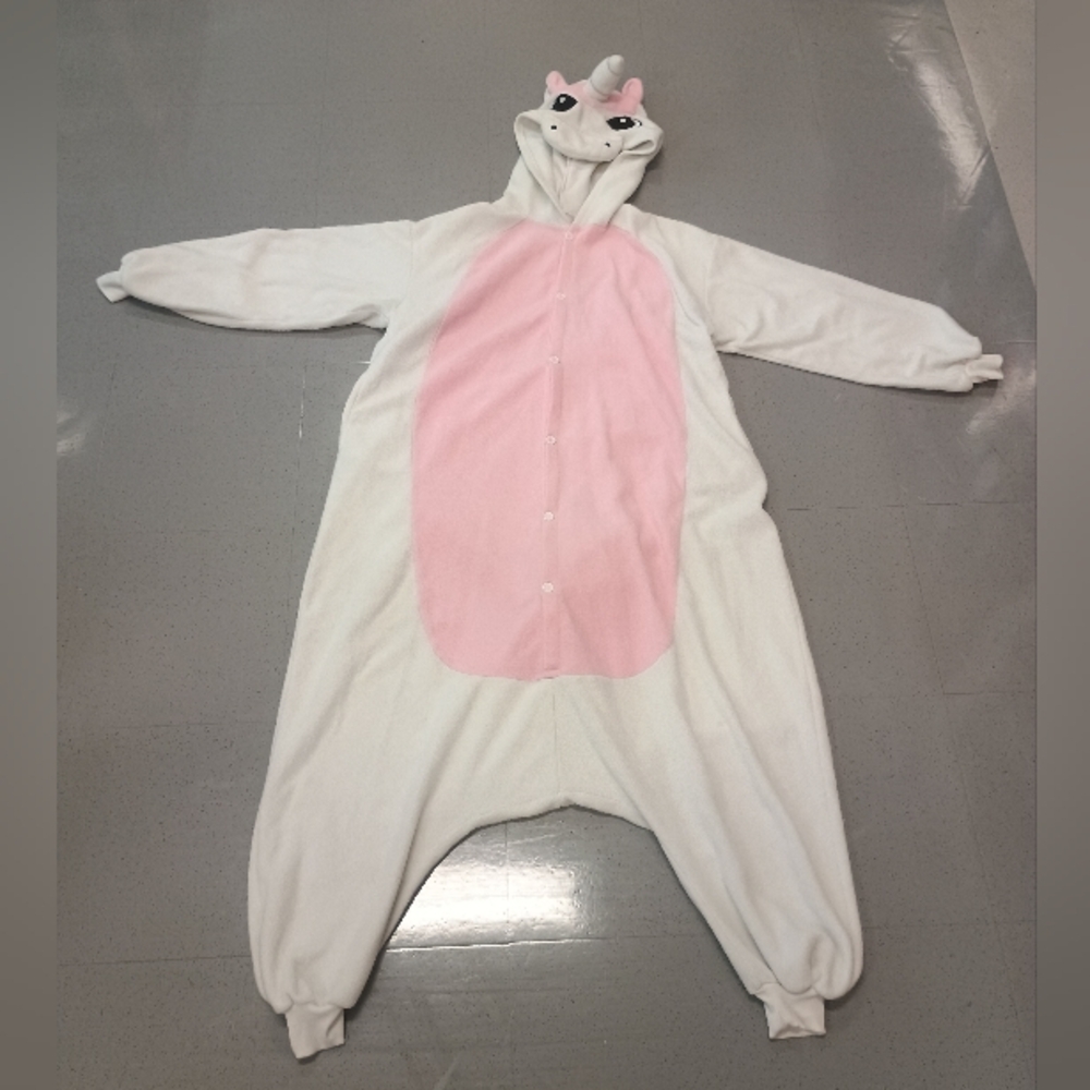 Silver Lilly Older Kids Large Unicorn Onsie Pajamas Costume - Pink and White - Picture 3 of 12